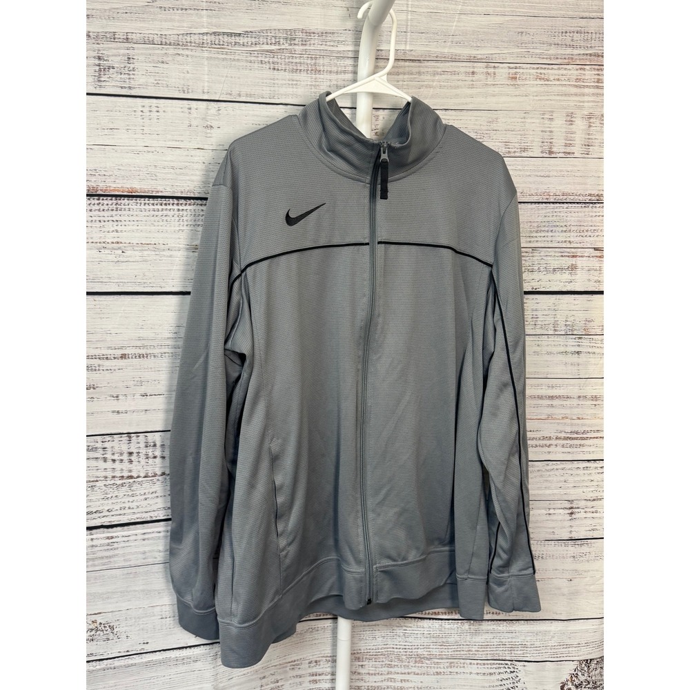 Nike Dri Fit Mens‎ XL Full Zip Track Jacket Gray Athletic Sportswear Activewear